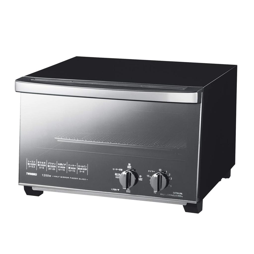 Twinbird Toaster Oven Toaster Switchable Output Tsubamesanjo Mirror Reduces Uneven Easy To Take Easy To Stylish Year Black Oven, 4-Toaster,