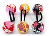 Flower Chirimen Hair Ties Set Japanese Pattern Chirimen Ring Hair Hair Accessories Ball Set 1 Yamabuki Clips/Hair (3 pieces) - Ties/Pony - (2.5cm) -