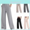 Polyester Wide Leg High Waist Pants With Tie Details For Casual Office Wear