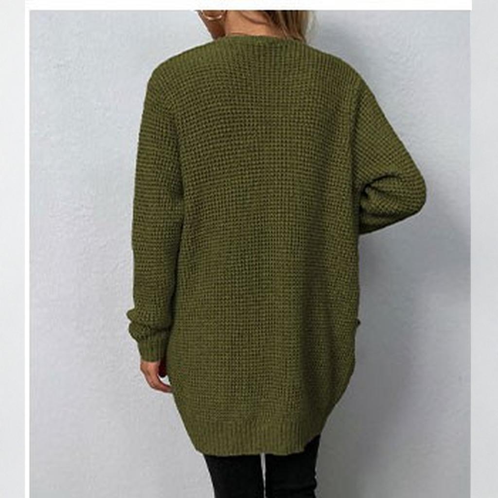 Casual Minimalist Cardigan Knit Outerwear For Women