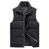 Men's Stand Collar Sleeveless Cotton Vest with Trendy Print