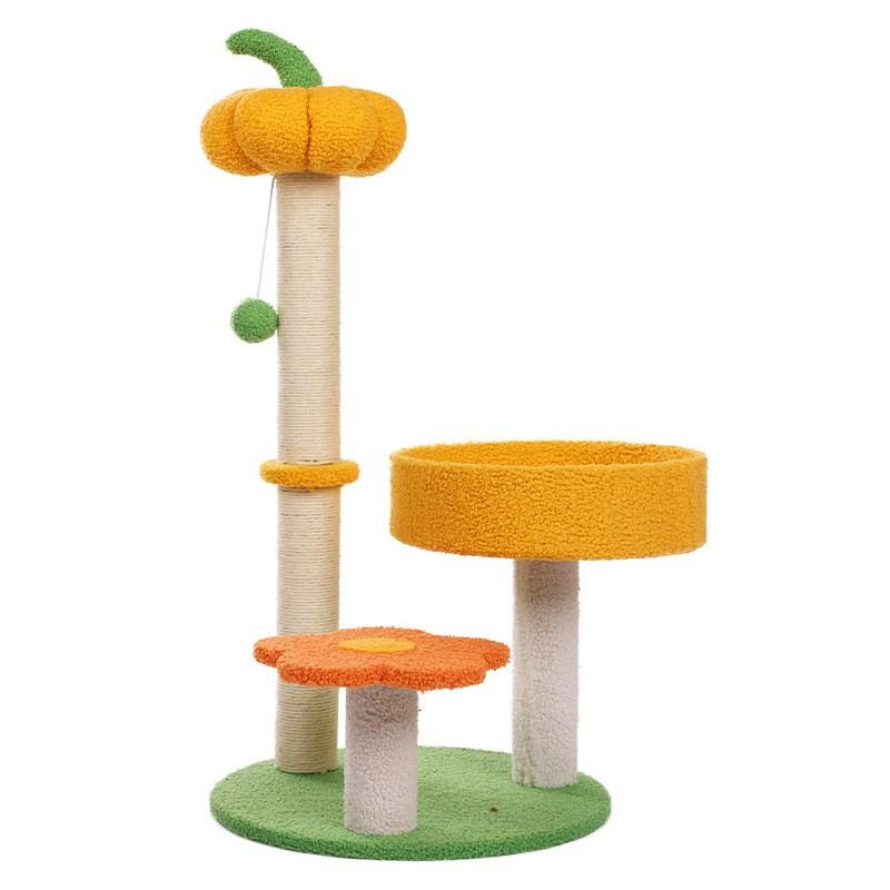 Cat Tree Scratcher With Pumpkin Design Condo Perch Interactive Play Station Small Indoor Cats