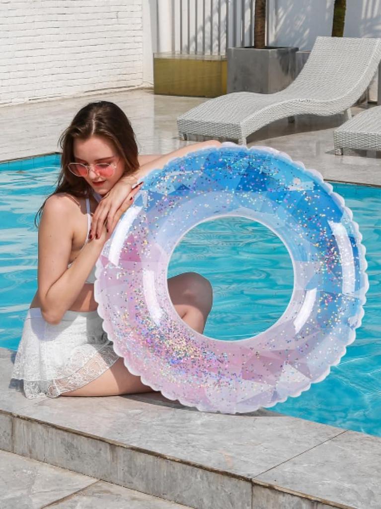 Cute Starry Sky Style Float Ring, Sparkling O-Shaped, for Adults and Kids, Pool, Beach, Water Play, Summer Vacation, Travel, Outdoor Leisure,