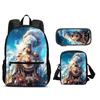 Train Backpack Pencil Case, Shoulder Bag, 3Pcs Set, Large Capacity Lightweight Printed Perfect Companion for Both Boys and Girls