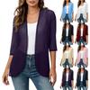 Women's Linen Cardigan With 3/4 Sleeves, Loose Fitting Hood, Shawl Jacket