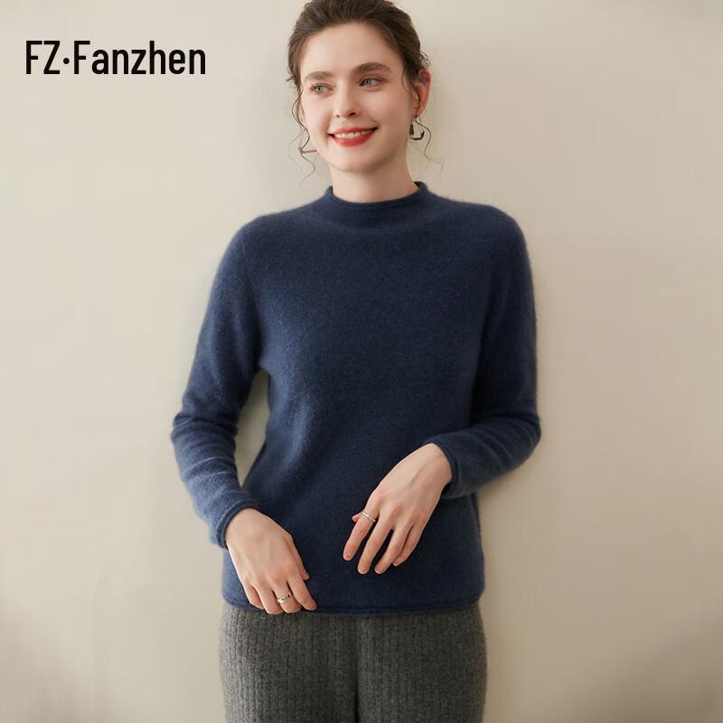 Fanzhen Women's 100% Cashmere Half-High Neck Sweater