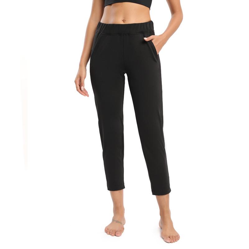 

Женские трансграничные свободные брюки для йоги прямого кроя с кулиской на талии - Повседневные, эластичные, длиной до щиколотки L