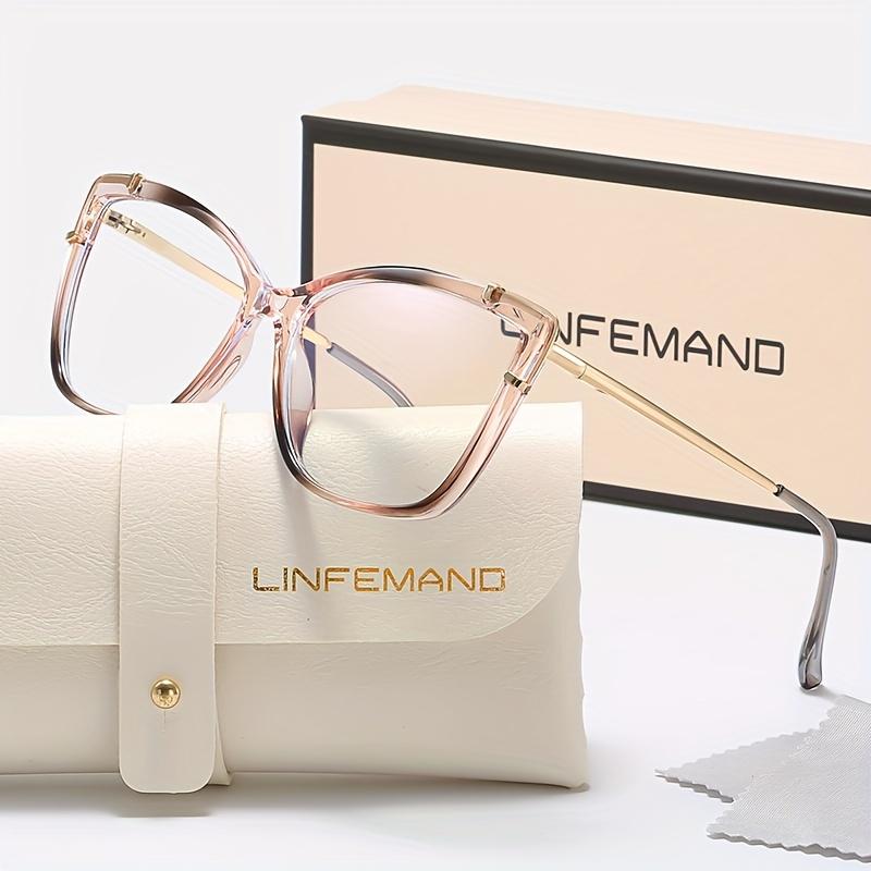

LINFEMAND Fashion Trend Cat Eye Unique Decoration Anti Blue Light Transparent Lens Glasses Women s Daily Matching Holiday Gifts розовый