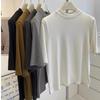 Women's Short-Sleeve, Half-High Collar Brushed T-Shirt - Chic, Thickened Base Layer