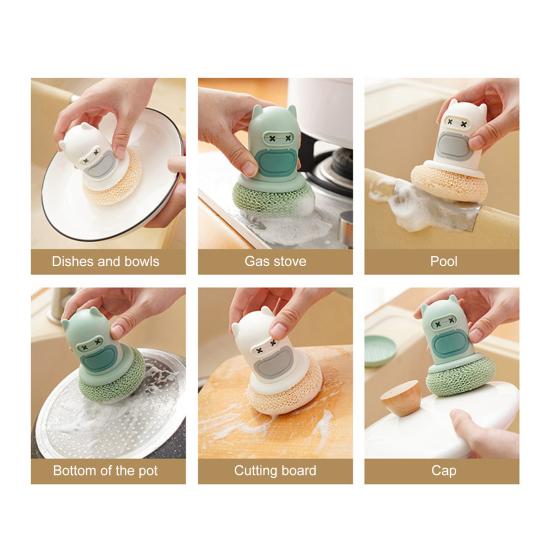 Cleaning Brush with Integrated Scrubber Powerful Decontamination Comfortable Handle Replaceable Brush Head Cleaning Scrubber Easy Dishwashing Tool