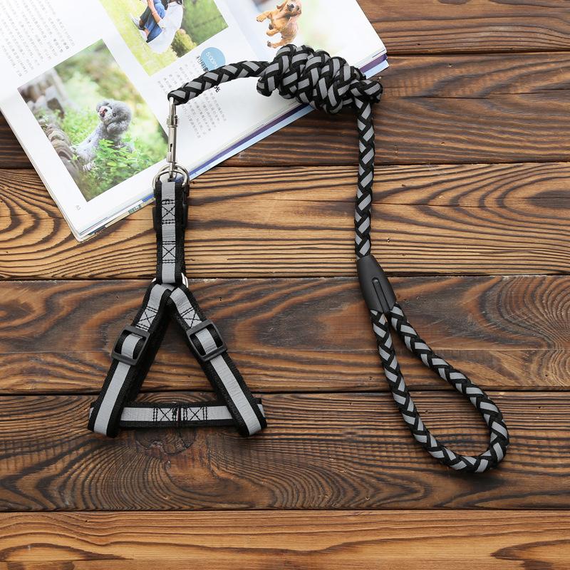 "Reflexní tkaný postroj pro domácí mazlíčky": Nastavitelné vodítko pro velké, střední a malé psy"