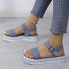 Damen Übergröße Gewebte Riemen Plateau Sandalen Offene Zehen Bequeme Strandschuhe