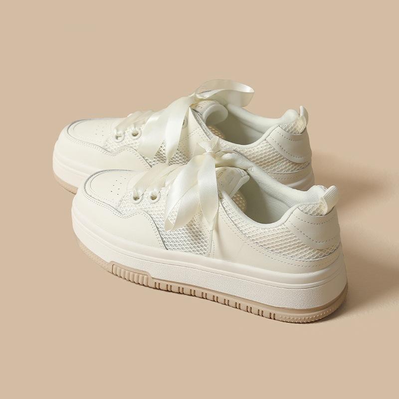 

Thick baseplate shoes women s spring and autumn 2025 new niche original white shoes student versatile casual shoes 40 бежевый