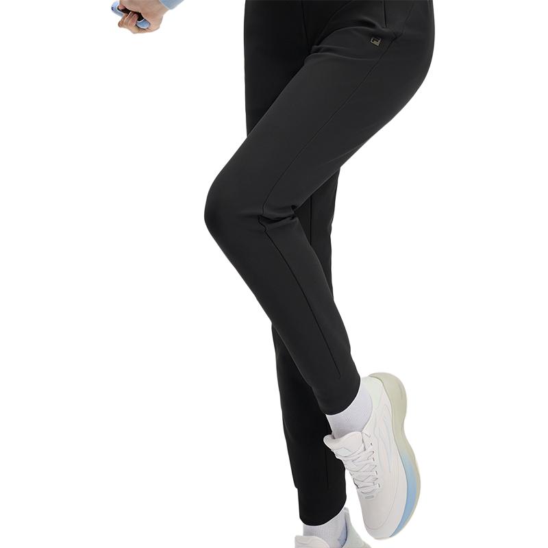 FILA Fitness Fashion Comfortable Soft Versatile Mid-Waist Tapered Knit Sports Pants Women bottoms Deep-Black A11W441602F-BK