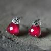Classic Ruby Earings Stud Exquisite And High Grade Red Gem Cut Earrings For Women Fashionable New In Party Jewelry Gift