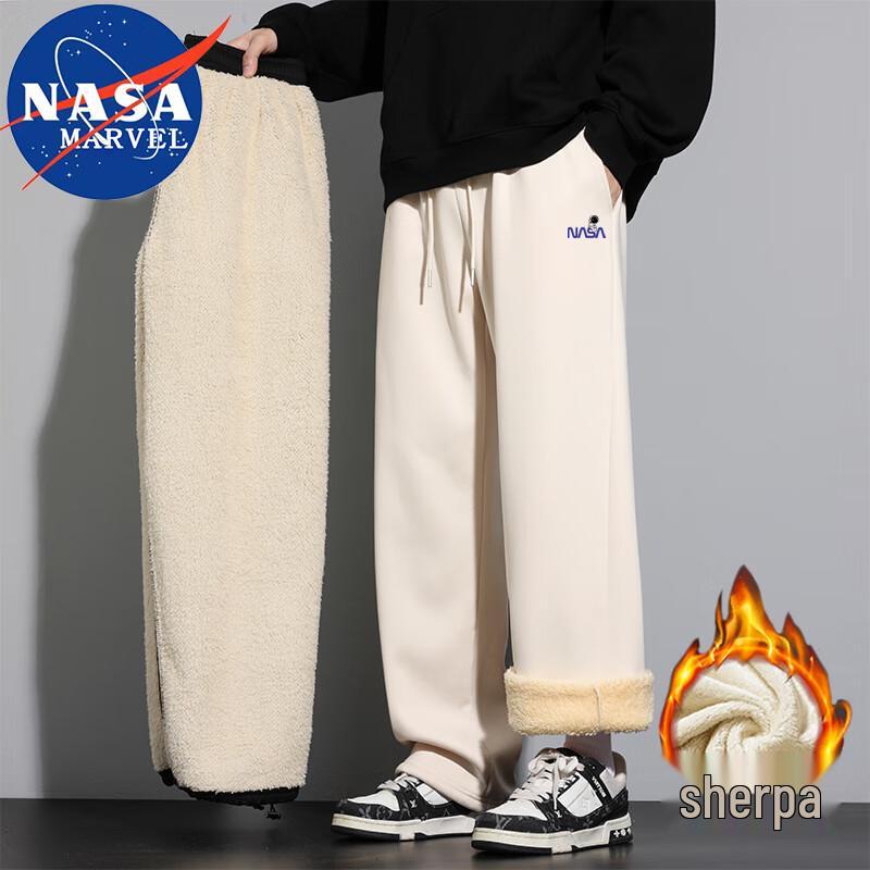 NASA MARVEL Men's Thick Lamb Velvet Straight Leisure Pants