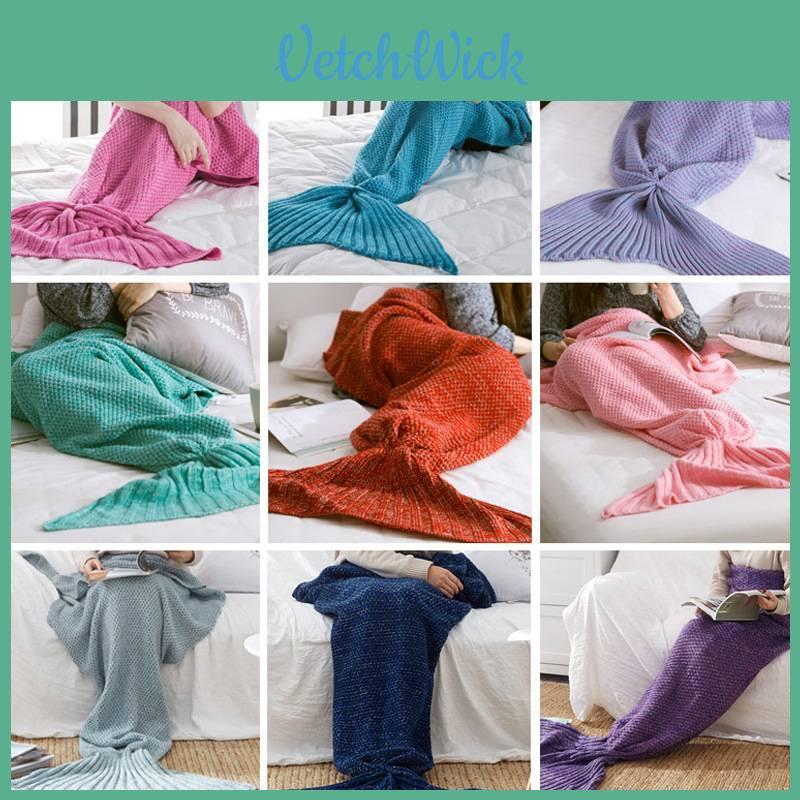 Cozy Mermaid Tail Blanket Soft Knitted Acrylic Blanket For Modern Minimalist Decor