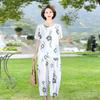 Summer Cotton and Linen Suit, Western Style Mother, Summer Loose Two-piece Suit