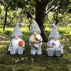 3Pcs/Set Outdoor Garden Gnome Statue Sitting Standing Butterfly Bird Mushroom Faceless Dwarf Resin Figurine Sculpture Decoration Ornament
