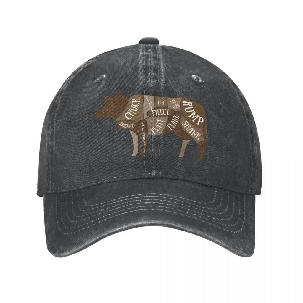 Butcher Meat Cuts Diagram Butcher Chef Sous Chef Line Cook Kitchen Cook Cap Hat Sun Hat Hat Men Women Washed Denim Hat