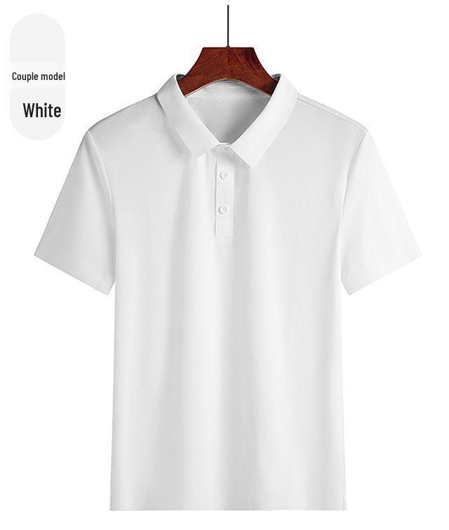 2026 Fashionable Seamless Ice Silk Polo Shirt - Solid Color Short Sleeve Pullover
