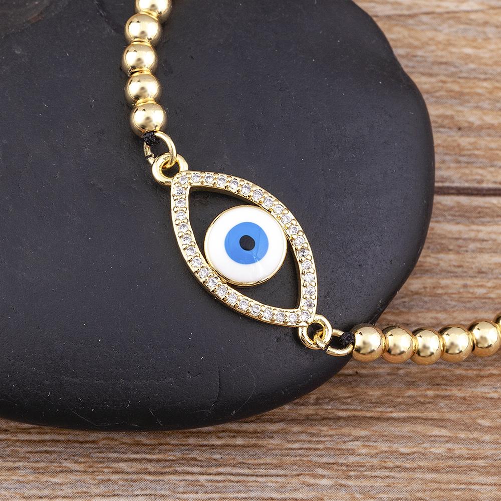 Nidin Classic Airplane Model Inlaid Turkey Evil Eye Crystal Bracelet Handmade Bead Adjustable Fashion Jewelry Exquisite Gifts