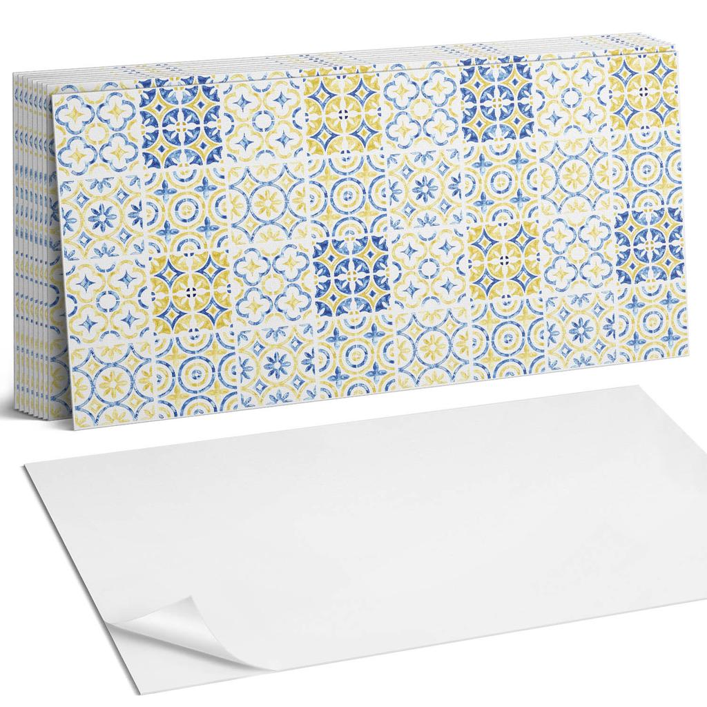 Naklejane Kafelki Z Grafiką Do Przedpokoju Winylowe Wzór Mozaiki Z Ornamentami 10X40X20 Cm