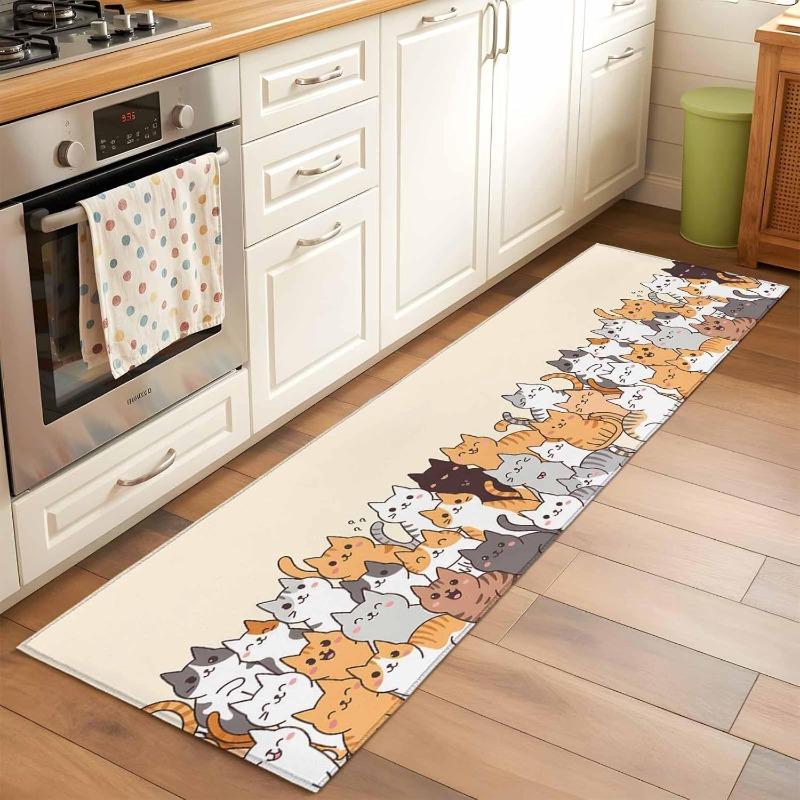 Cartoon Katze Läufer Teppiche Niedliches Tier Muster Saugfähige Rutschfeste Matten Modernes Indoor Flur Küche Schlafzimmer Dekor Langer Teppich