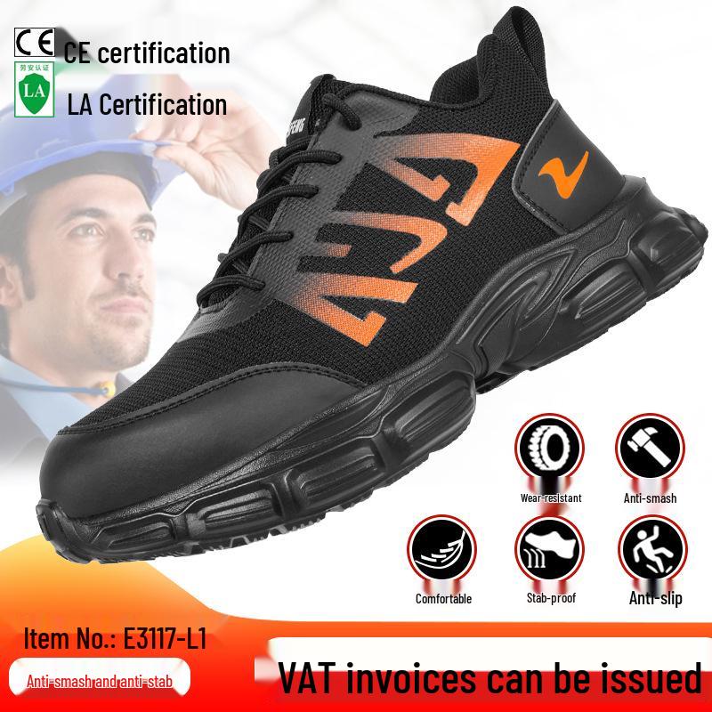 Přeshraniční otočné knoflíkové lehké bezpečnostní boty - Prodyšné pracovní boty bez šňůrek pro muže a ženy