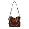 Premium retro bag women's 2025 new trendy fashion texture shoulder underarm bag commuter messenger bucket bag