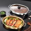 Stainless Steel Oval Grilled Fish Pan Deepened Hot Pot Multipurpose Barbecue Grill Pan  Commercial