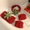 Strawberry Plush Face Washing Headband Set With Wristbands Cute Hair Band For Women Men Makeup Skincare Soft Absorbent Material