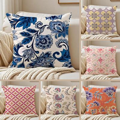 Creative Abstract Art Indonesia Batik Cushion Cover Pillowcase Antidustmite Invisible Zipper Short Plush Sofa Cushion