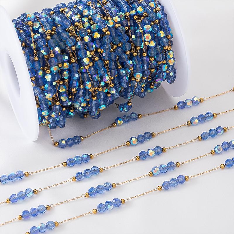 

1 метр Цепь из нержавеющей стали с цветными кристаллами для изготовления ожерелий и браслетов своими руками, материалы и аксессуары для изготовления ювелирных изделий 1M