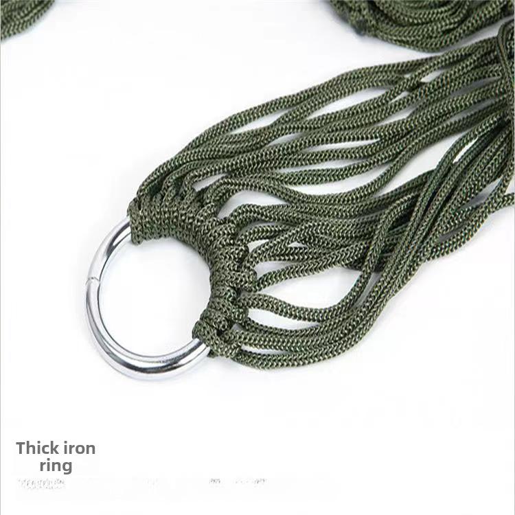 Nylon Mesh Hammock: Indoor/Outdoor Single-Person Swing with Thick Netting and Rings