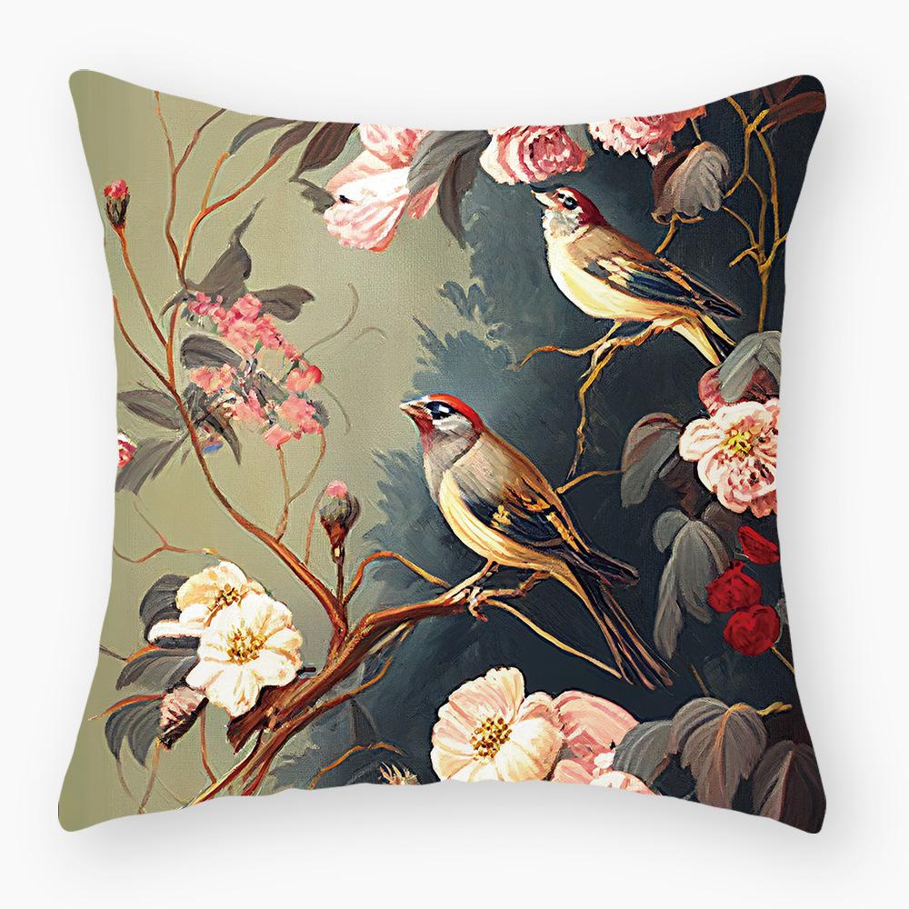New Flower Pillowcase Super Soft Printed Sofa Pillowcase Bedside Office Waist Cover
