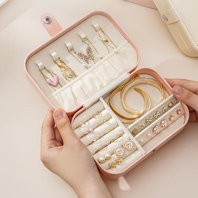 1pcs Leather Portable Jewelry Box Travel Jewelry Holder Organizer Storage Display Earrings Ring Necklace Stand For Jewelry