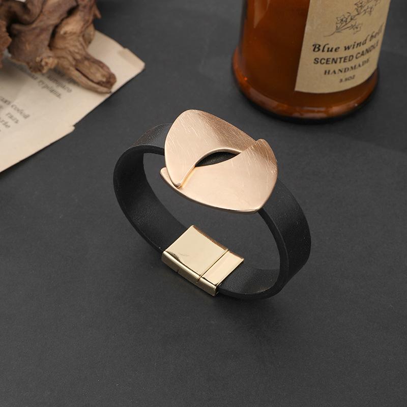 Geometric Brushed Bracelet High Sense Versatile Jewelry Fashion Ladies Leather Bracelet