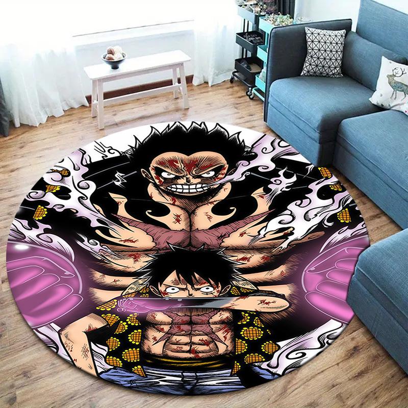 One Piece Monkey D Luffy Round Area Rug Carpet Rug For Living Room Bedroom Sofa Playroom Decor Nonslip Floor Mat