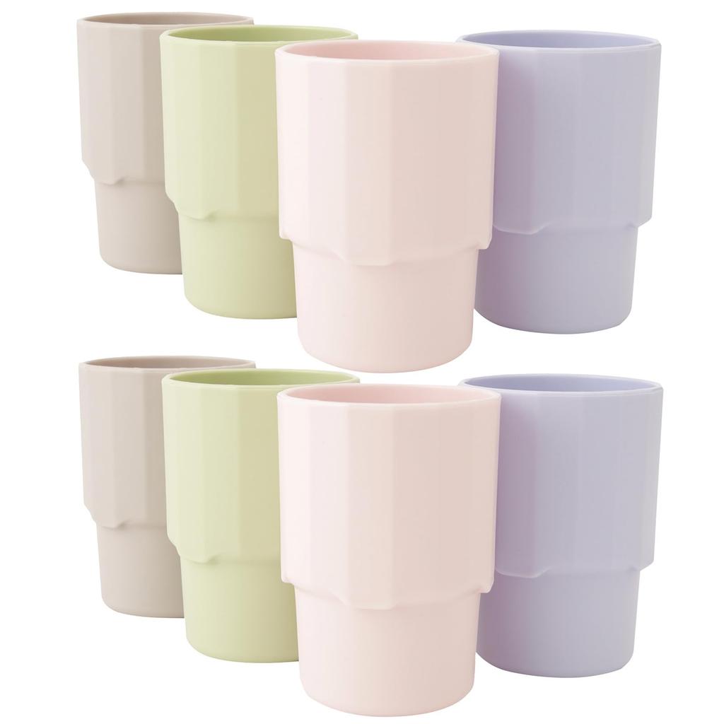 FIOLLU Plastic Cup, 250ml, Made In Japan, Lightweight, Food-Grade PP, BPA-Free, Microwave and Dishwasher Safe, Shatter-Resistant, Textured,