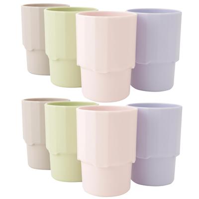 FIOLLU Plastic Cup, 250ml, Made In Japan, Lightweight, Food-Grade PP, BPA-Free, Microwave and Dishwasher Safe, Shatter-Resistant, Textured,