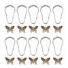 10Pcs Colorful Acrylic Butterfly Shower Curtain Rings Rusts Resistant Decorative Curtain Hooks for Bathroom Accessories