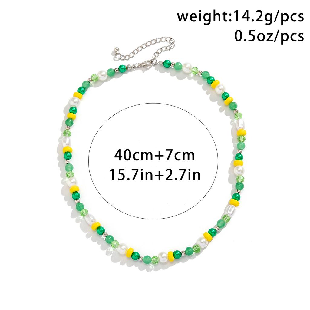 Salirco Bohemian Imitation Pearl Choker Necklace Fashion Colorful Acrylic Beaded Short Necklace Women's Trend Y2K Beach Jewelry