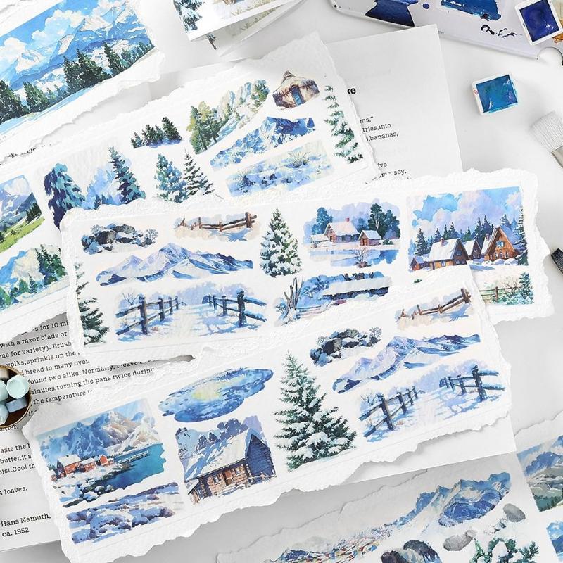 Office School Supplies Slow Season Series Washi Tape Ins Winter Snow Scene Hand Tent Diy Decoration Kawai Stationery Lovely