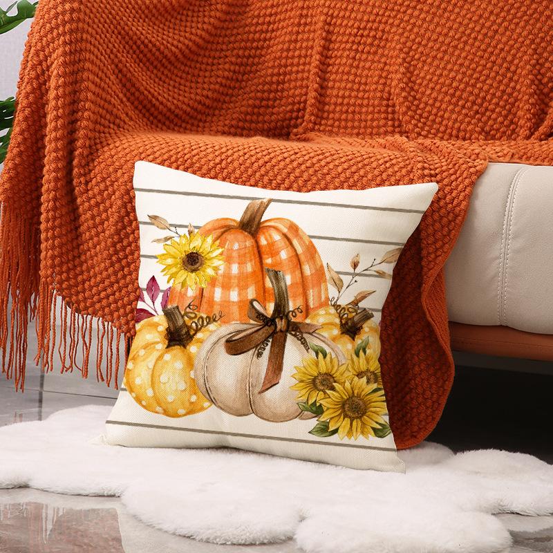 

New Autumn Pumpkin Pillow Cover Linen Breathable Set Combination Cushion Living Room Decoration Sofa Cushion 45 * 45Cm (single pillowcase)