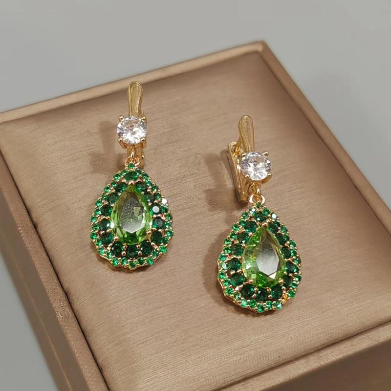 Luxus Party Ohrringe für Frauen 2023 Neue Mode Grün Zirkonia Tropfen Ohrring Hochzeit Engagement Schmuck Zubehör