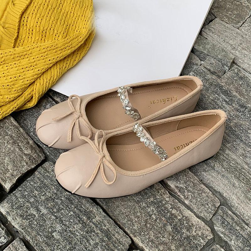 Fashion Fashion Rhinestones Women Ballet Flats Lolita Shoes Soft Female Round Toe Footwear Shallow Ladies Flats Mary Janes Shoes