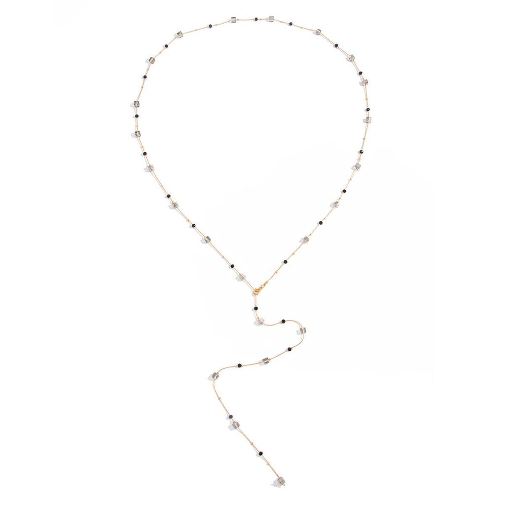 Adjustable Y-Shaped Crystal Necklace - European & American Geometric Layered Fashion