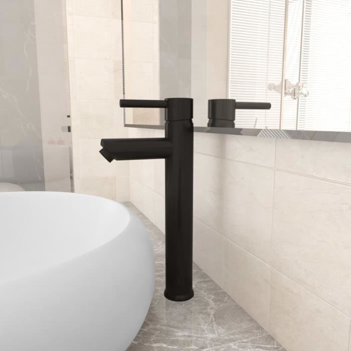 Robinet de salle de bain VIDAXL Noir - Monotrou - Laiton - Design contemporain