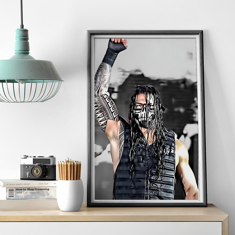 1 szt. Gorący Słynny Gwiazdor W-Wrestlingu Roman R-Reigns Plakat Plakaty HD Dekoracja Domu Pokoju Baru Kawiarni Sztuka Malarstwo Ścienne Obraz
